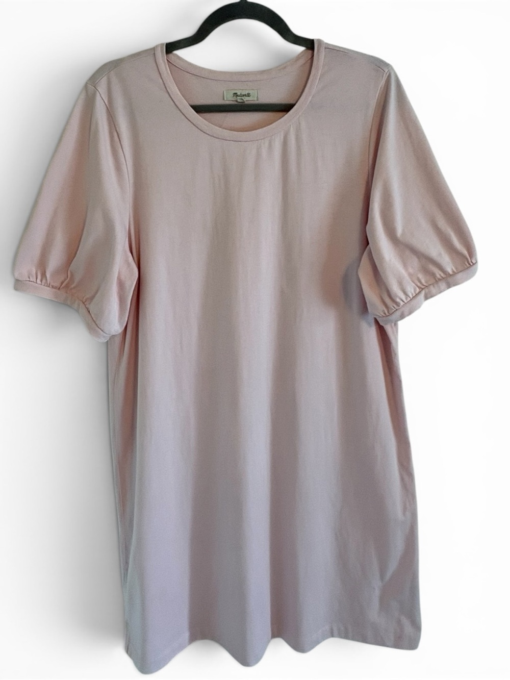 Madewell Pink French Terry Puff Sleeve Dress | 100% Cotton | Size XL